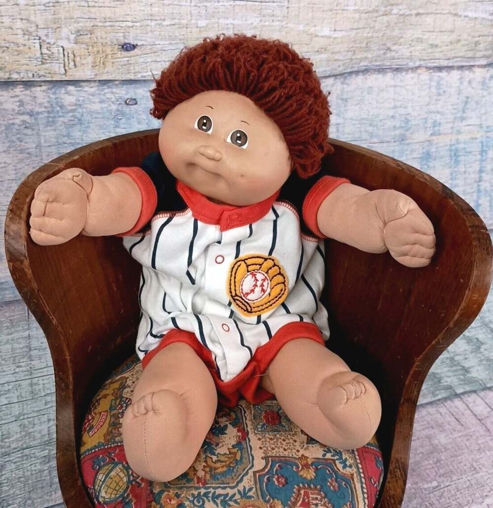 1984 Cabbage Patch Kids Doll Brown Hair Eyes, Dimple Head Mold #3 Happy Sam VTG